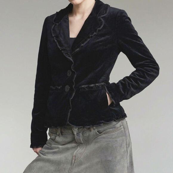 Vintage Jackets & Blazers - Vintage Military Napoleon Jacket Ruffle Gothic Grunge 90s Vamp Indie Sleaze